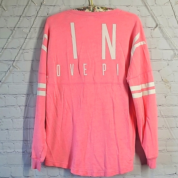 2013 Victoria's Secret PINK Oversized Logo Spellout Long Sleeve Tee Womens Sz M - Picture 3 of 16